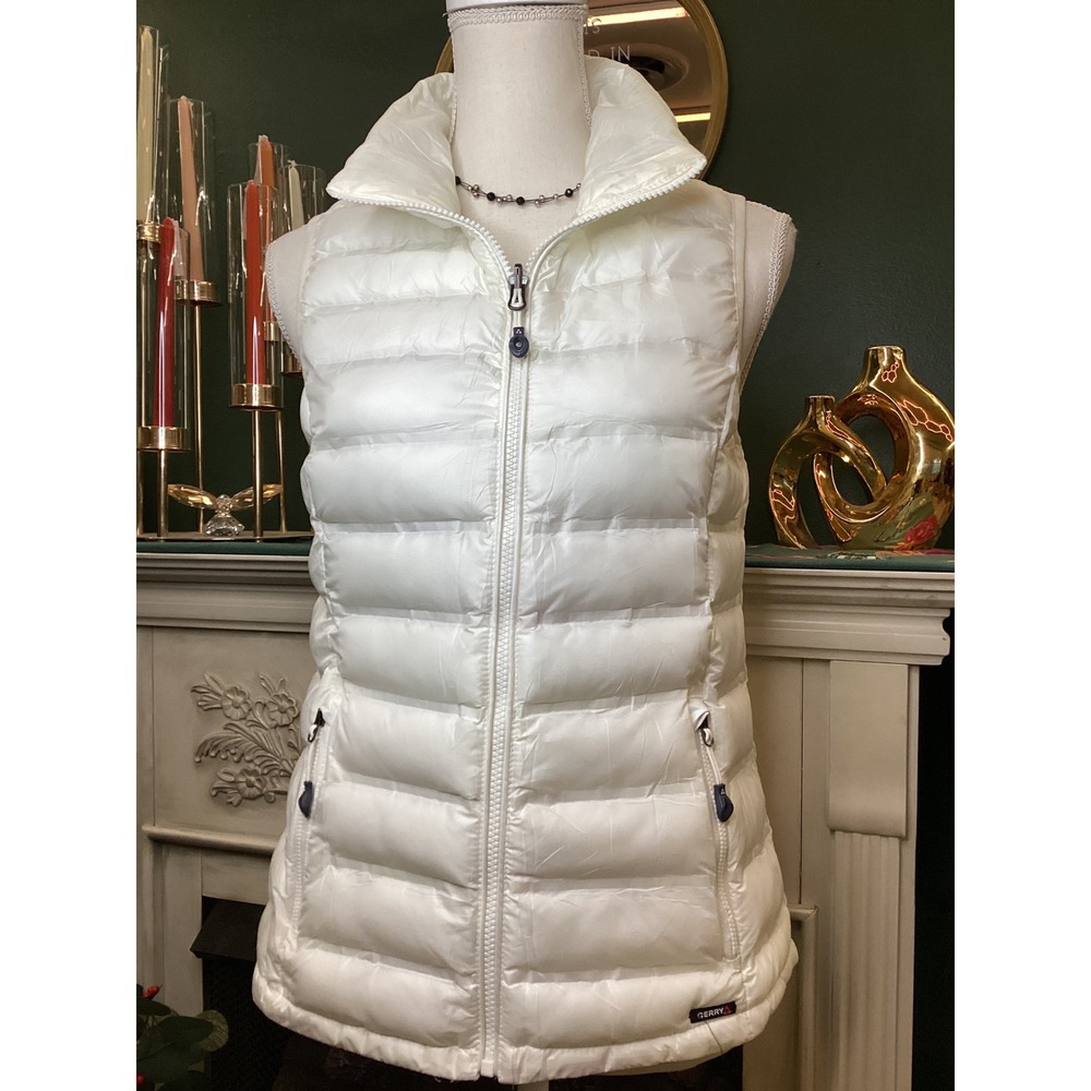 Gerry Puffer Vest Women XS White Excellent Full Zip Quilted Lightweight
